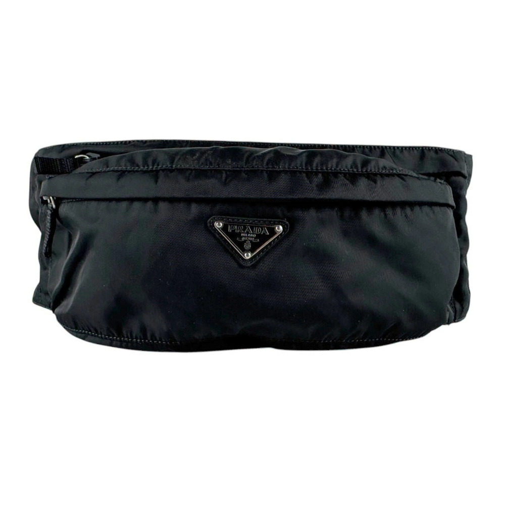 Prada Body Waist Crossbody Bag Black Silver